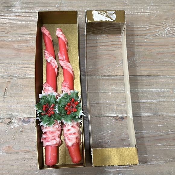 Vintage Penn Wax Works Christmas Holly Taper Candles - Picture 6 of 7
